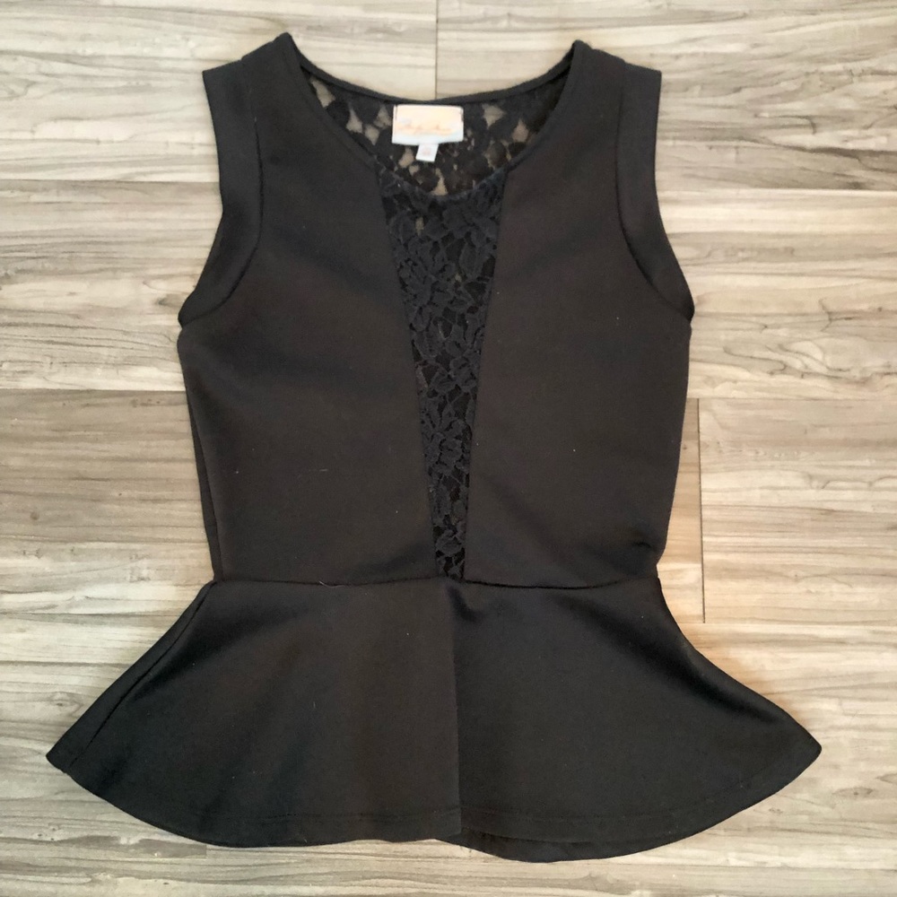 Marilyn Monroe Black Sleeveless Lace Peplum XS Top